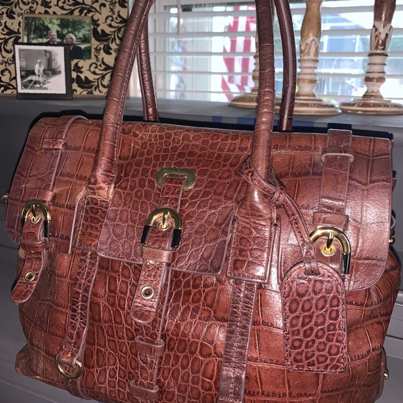 Badgley Mischka Croc Embossed Satchel - Picture 2 of 12